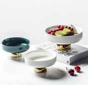 Tigela Luxe para Frutas em Cerâmica e Inox