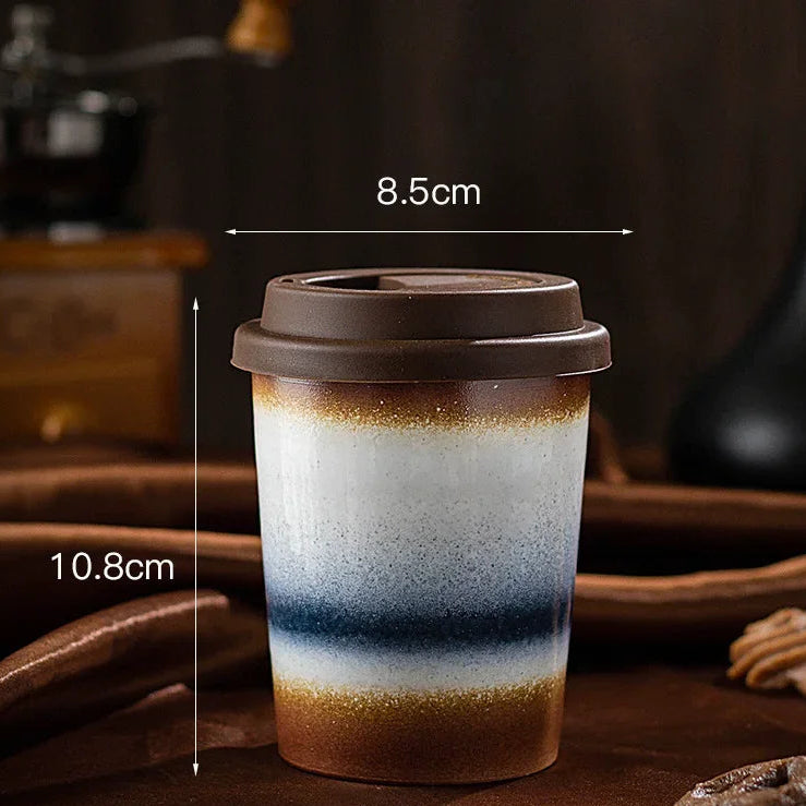 Caneca de Café em Cerâmica Premium com Tampa de Silicone 290ml e 350ml