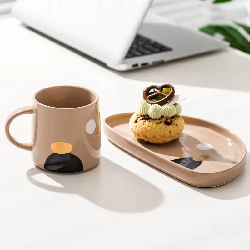 Chá de leite canecas de café drinkware melhor presente de aniversário estilo nórdico moderno e minimalista pintura abstrata escritório cerâmica xícara de café caneca