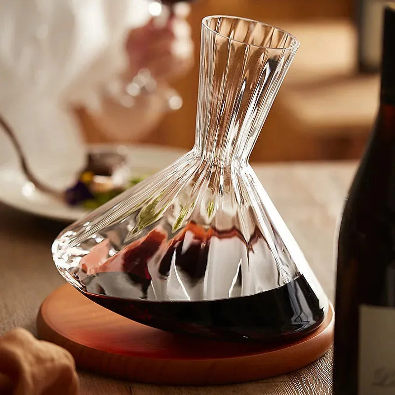 Decanter de Cristal com Base Giratória 360° para Vinho e Whisky - 750ml