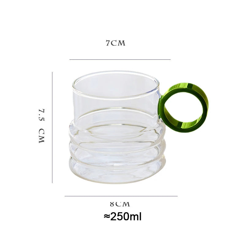 Xícara Sanfonada com Alça Colorida Vidro - 250ml