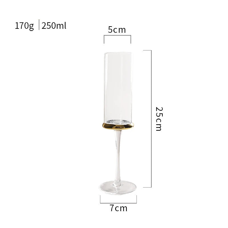 Vidro de vinho tinto dourado nórdico, vidro de cristal, champanhe, suco doméstico, copo de vinho, modelo de sala, bar, utensílios de bar
