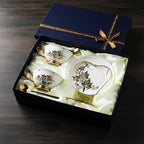 Jogo de Xícaras de Chá em Porcelana Floral Premium com Pires e Colher