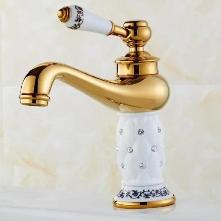 Torneira Vintage em Cerâmica para Banheiro Quente e Frio