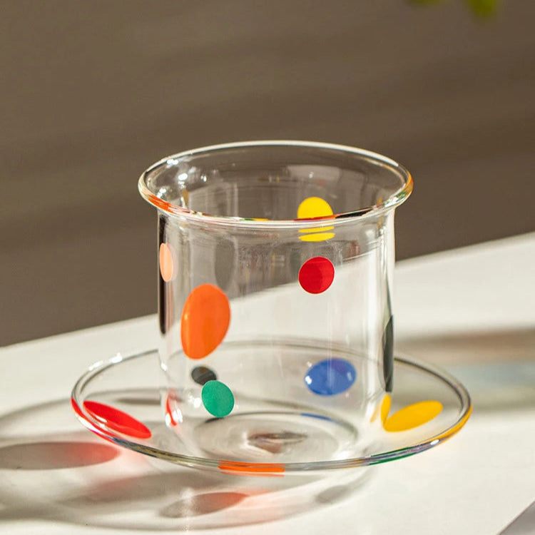 Copo de Vidro Bolinhas Coloridas
