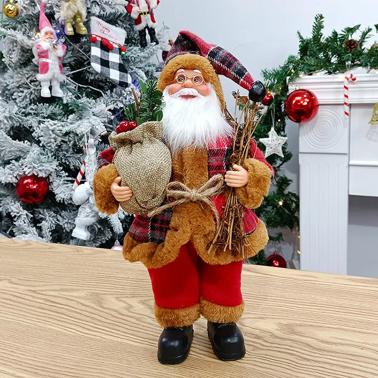 Natal sentado em pé papai noel estatuetas boneca bonito 12 polegada árvore de natal festa ornamento mesa escritório lareira decoração casa