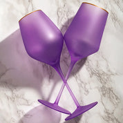 Taça de Cristal Fosco Nórdico com Elegante Borda Dourada