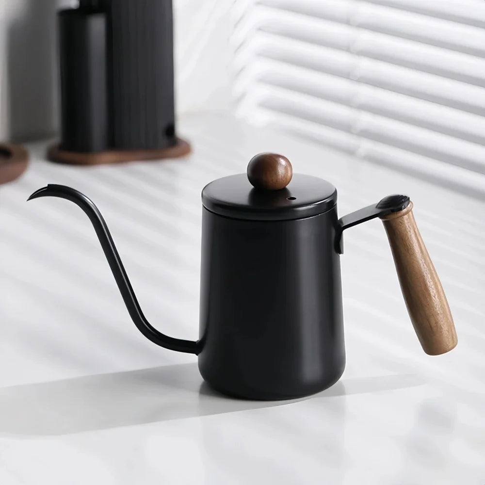 Bule para Café Sofisticado em Aço Inoxidável com Cabo de Madeira 350ml ou 600ml