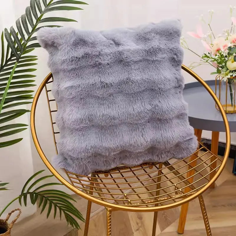 Coelho cabelo bolha travesseiro de pelúcia sofá quarto cabeceira quadrado travesseiro escritório cintura encosto com travesseiro núcleo fronha almofada