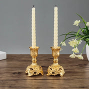 Castiçais Gold em Metal Kit 2 Pcs