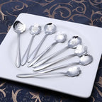 Kit Colheres Formato Flor 8 Pcs em Aço Inox