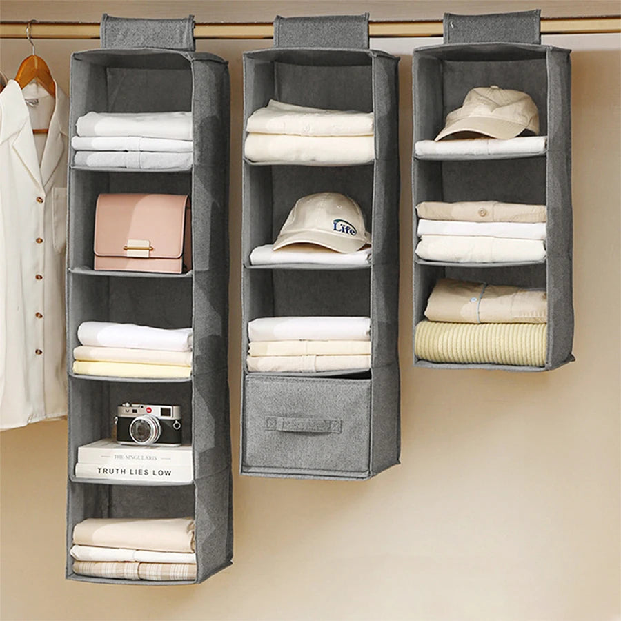 Organizador de Roupas para Guarda-Roupa com Divisórias, Bolsa de Tecido Dobrável e Lavável