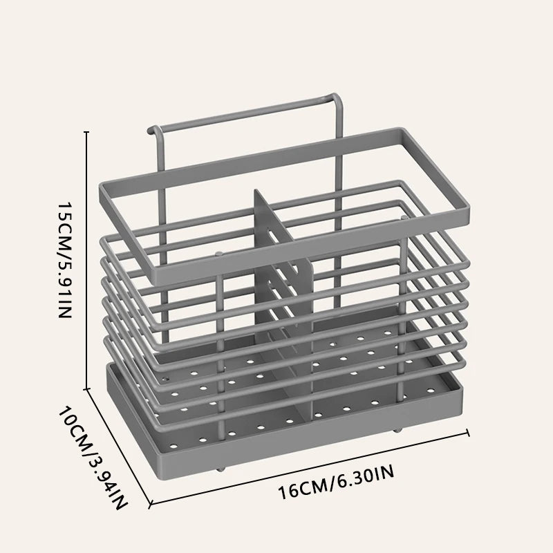 Aço inoxidável cozinha retangular pendurado utensílio rack de secagem casa pauzinhos colheres escorredor cesta talheres armazenamento segurar novo
