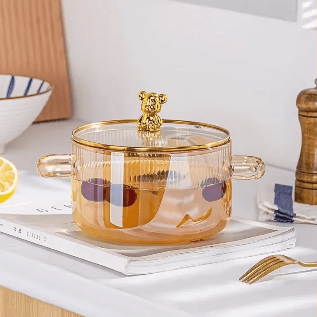 Panela de Vidro Transparente 1500ml com Alças Duplas