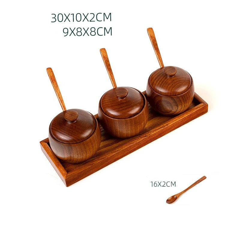 Conjunto de Frascos de Madeira para Temperos Elegante