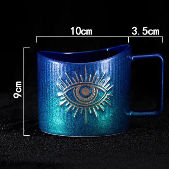 Criativo copo de café cerâmica gradiente em forma de óculos porcelana caneca escritório beber copo grande capacidade presente decoração para casa