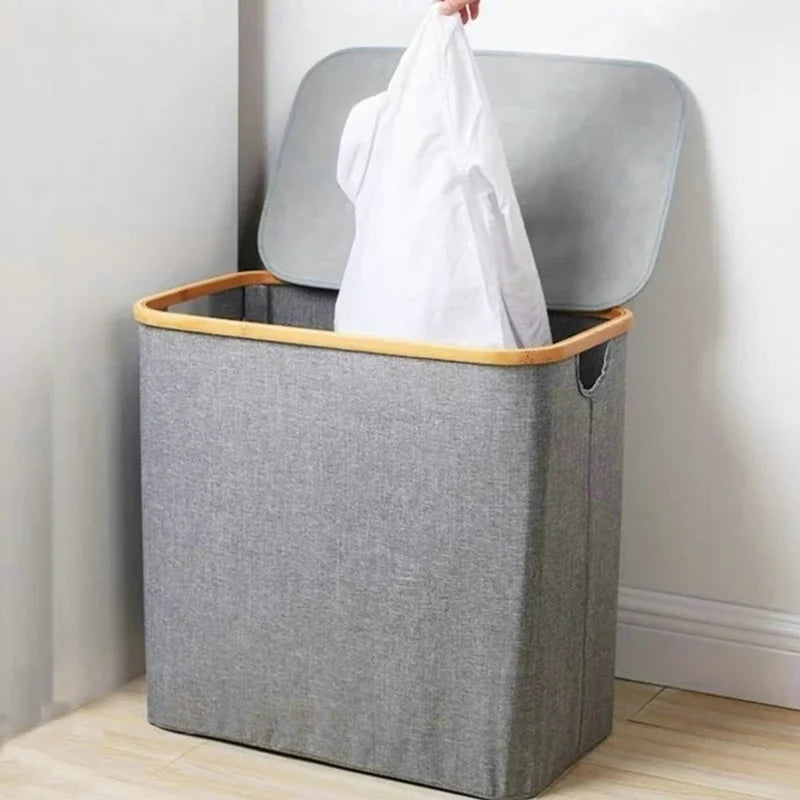 Cesto Dobrável de Roupas com Tampa à Prova d'Água