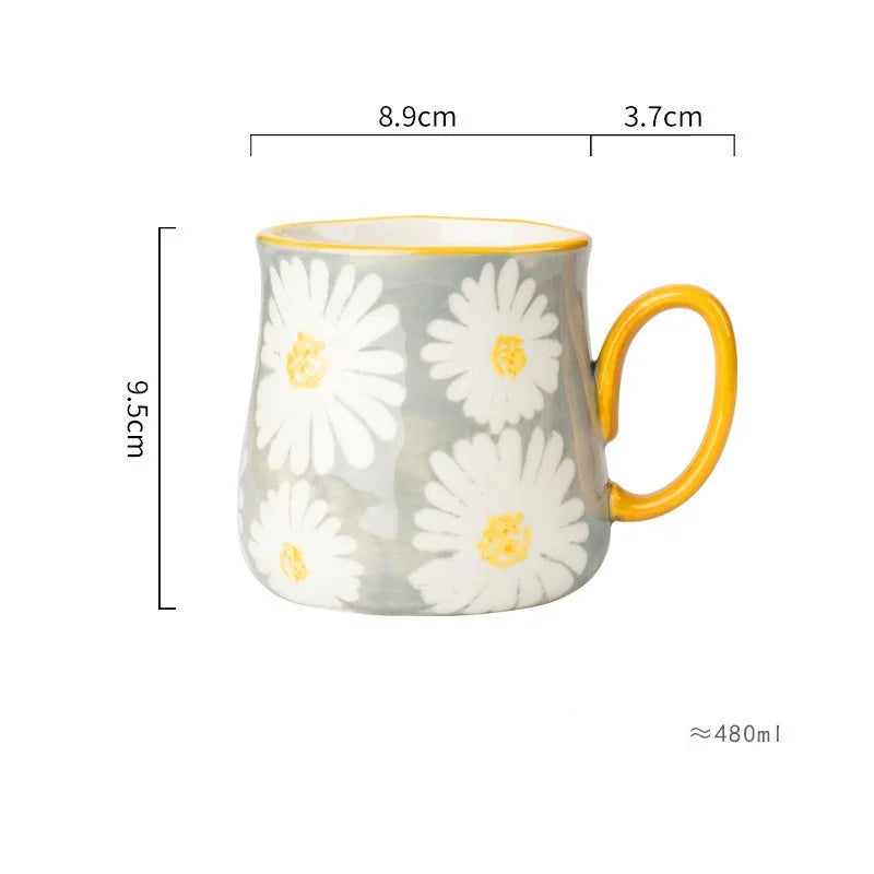 Caneca de Cerâmica Estilo Floral - 480ml