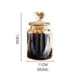 Garrafa De Armazenamento De Vidro Com Tampa, Recipiente Transparente Em Forma De Coração, Frasco De Armazenamento De Feijão De Café, Recipiente De Cozinha, Grande Capacidade, Âmbar