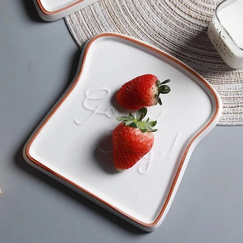 1pc pão em forma de cerâmica café da manhã sobremesa placa torradas pratos salada lanche frutas bandeja utensílios de mesa do agregado familiar prato de jantar
