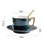 Xícara de Café em Cerâmica com Pires e Colher Estilo Nórdico Minimalista