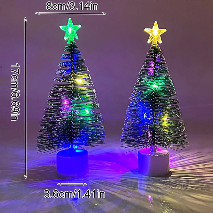 17cm led mini árvore de natal com luzes da corda multicoloridas natal ornamento de mesa presentes ano novo 2025 decoração de festa de natal