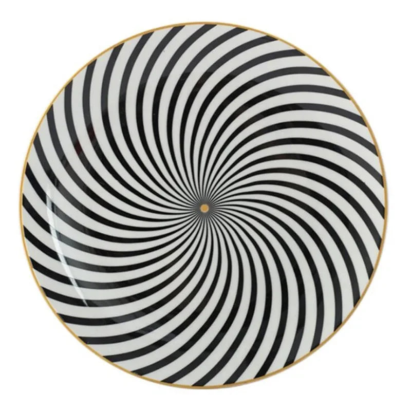 Prato de Porcelana Geométrico de Luxo