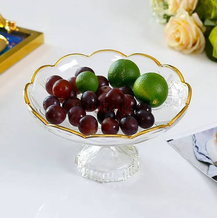 Prato de Cristal com Base para Frutas e Sobremesas