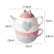 Tea For One Coração em Porcelana Kit 2 Pcs