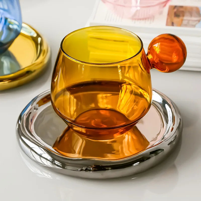 Xícara Criativa Colors de Vidro Transparente 6 Modelos
