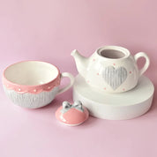 Tea For One Coração em Porcelana Kit 2 Pcs
