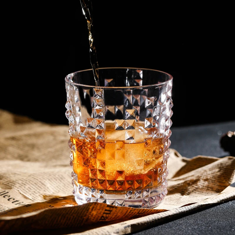 2 pçs conjunto 10.8oz 315ml arte design copo de vidro cristal drinkware cocktail uísque óculos transparente bacardi copo nordic licor caneca