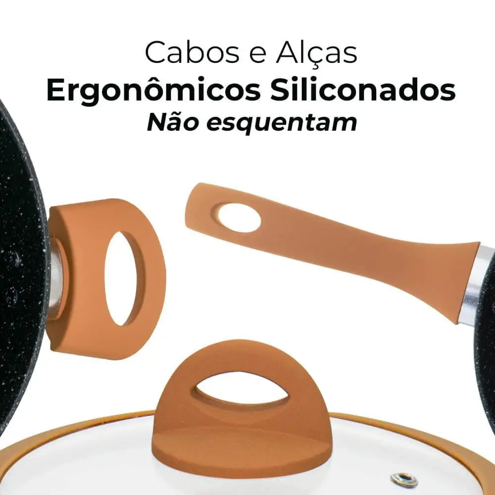 Conjunto Panelas Antiaderente Cerâmica 5pcs