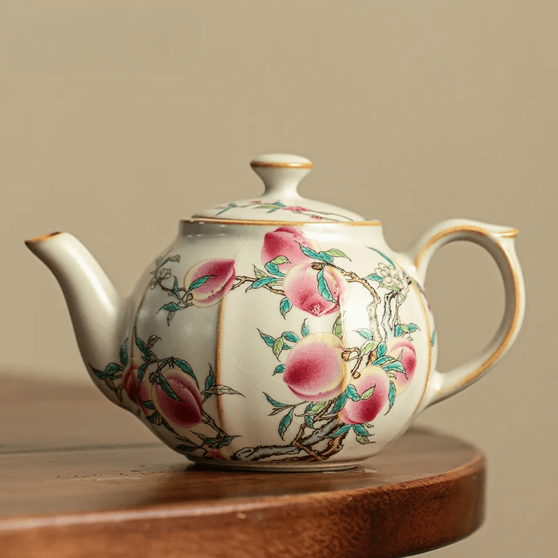 Chaleira de Porcelana com Estampa de Pêssego 250ml