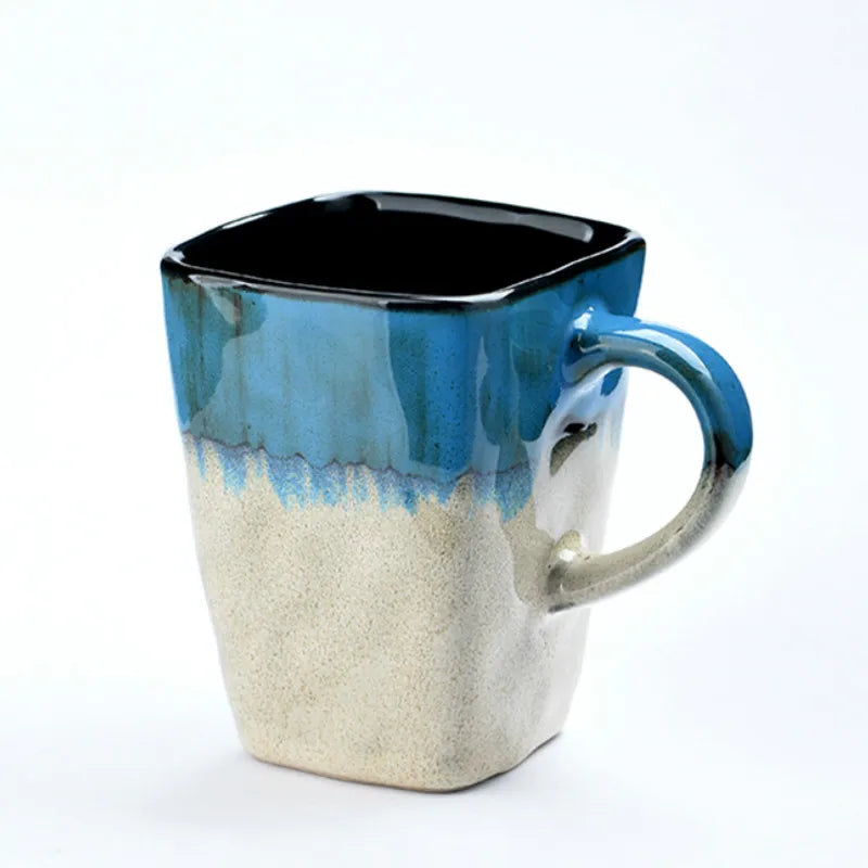 Caneca Quadrada de Cerâmica 400ml - Estilo Retrô