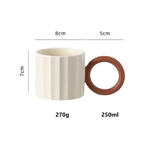 Caneca cerâmica nórdica com alça redonda, copo de casal criativo, cofre para microondas, café, chá, leite, água, presente de aniversário, 1pc