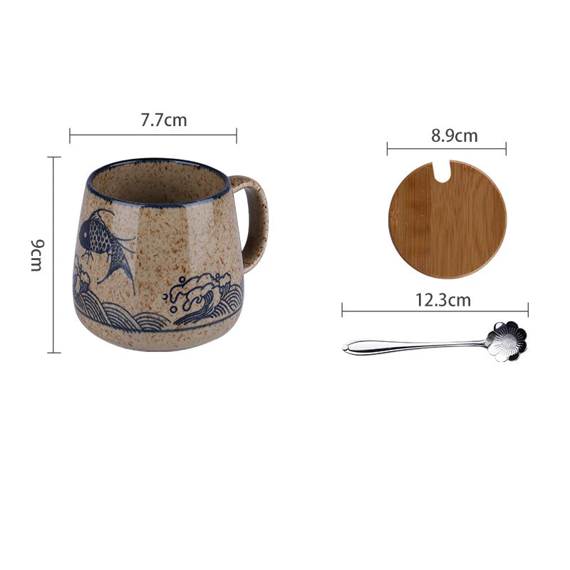 Caneca Premium 350ml com Tampa de Bambu e Colher