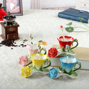 Conjunto Criativo Xícara Tulipa Cerâmica 3pcs