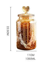 Garrafa De Armazenamento De Vidro Com Tampa, Recipiente Transparente Em Forma De Coração, Frasco De Armazenamento De Feijão De Café, Recipiente De Cozinha, Grande Capacidade, Âmbar