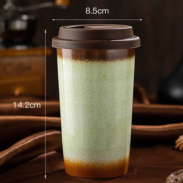 Caneca de Café em Cerâmica Premium com Tampa de Silicone 290ml e 350ml