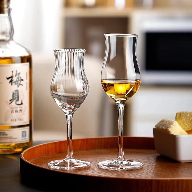 Estilo japonês harpa listra taça de uísque conhaque brandy snifter copita nariz vidro cristal tulipas uísque cheiro degustação copo