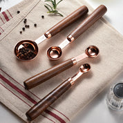 Conjunto de Colheres Medidoras em Aço Inox e Madeira