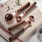 Conjunto de Colheres Medidoras em Aço Inox e Madeira