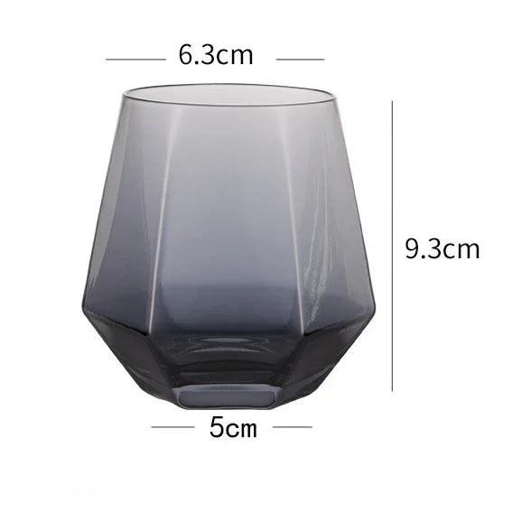 Copo Hexagonal de Vidro Colorido 320ml para Bebidas Nobres