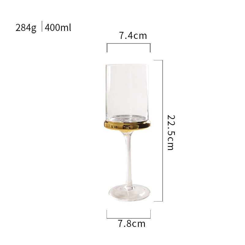 Vidro de vinho tinto dourado nórdico, vidro de cristal, champanhe, suco doméstico, copo de vinho, modelo de sala, bar, utensílios de bar