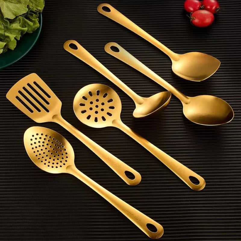 Conjunto Utensílios Gold em Inox - 6pcs