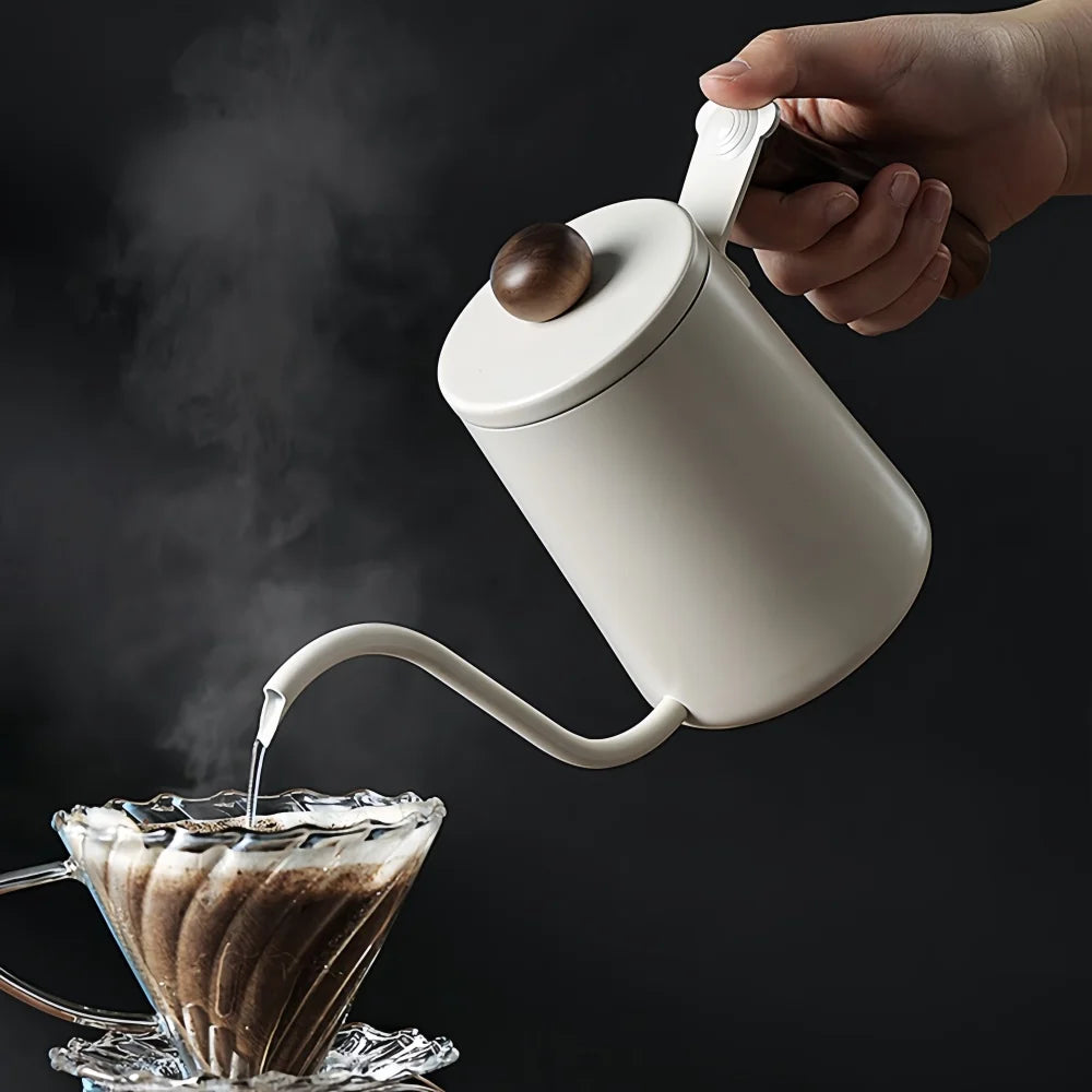 Bule para Café Sofisticado em Aço Inoxidável com Cabo de Madeira 350ml ou 600ml