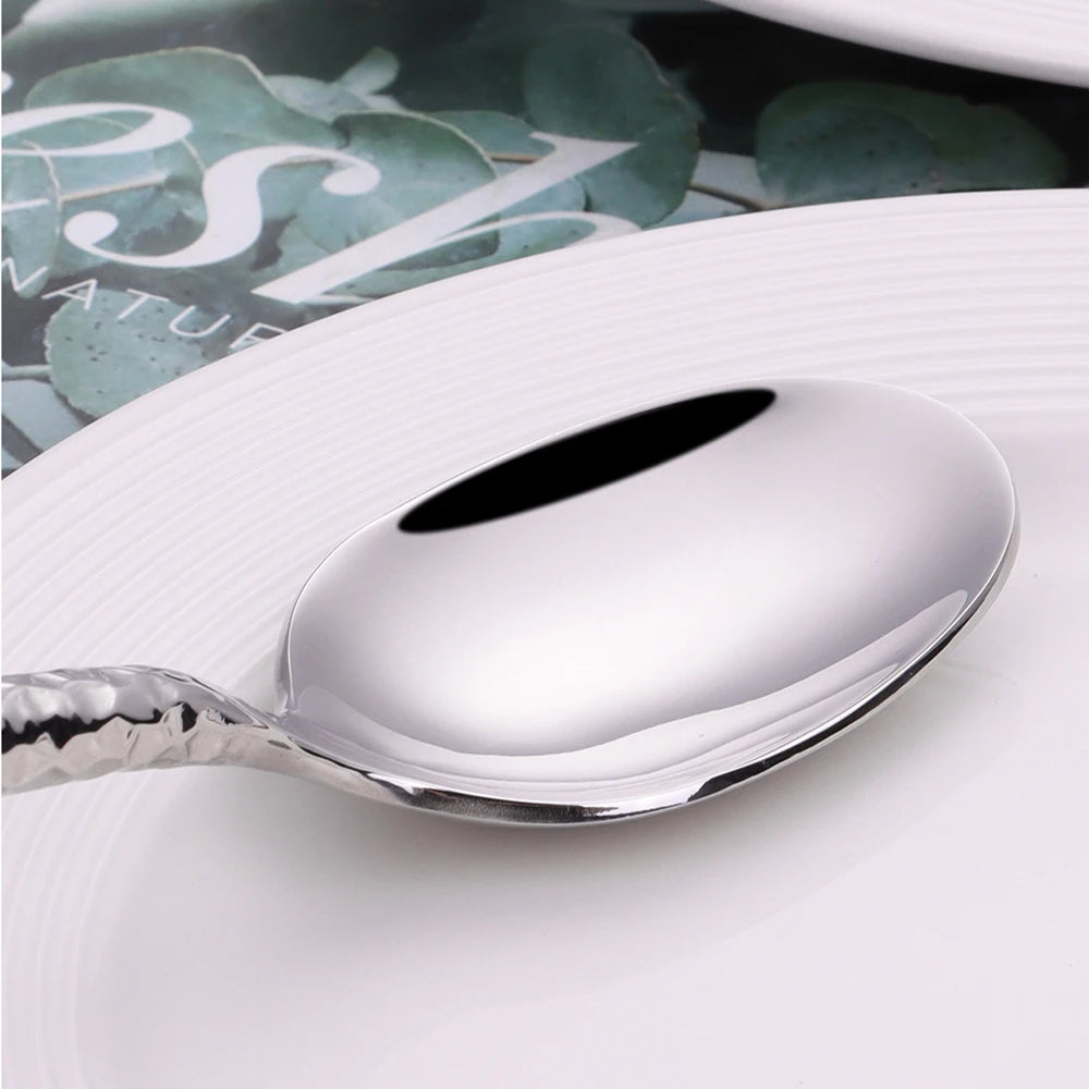 Talheres Prata Martelado em Inox - 6pcs