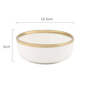 Pratos e Tigelas Branco Dourado em Porcelana - 6 Modelos