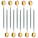 Kit Colheres de Aço Inox com Cabo Longo - 10pcs
